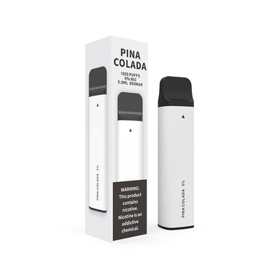 Pina Colada 1000 souffle la batterie 850mAh blanche de Vape de dispositif jetable de cosse