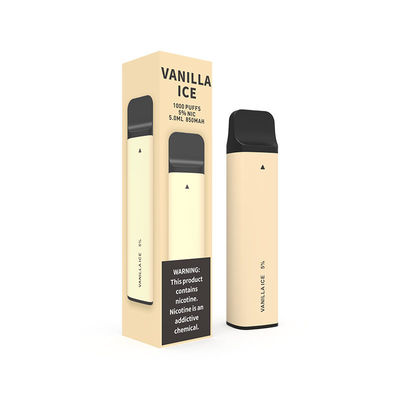 Souffles jetables légers Vanilla Ice du dispositif 1000 de cosse de 6.0ml Vape